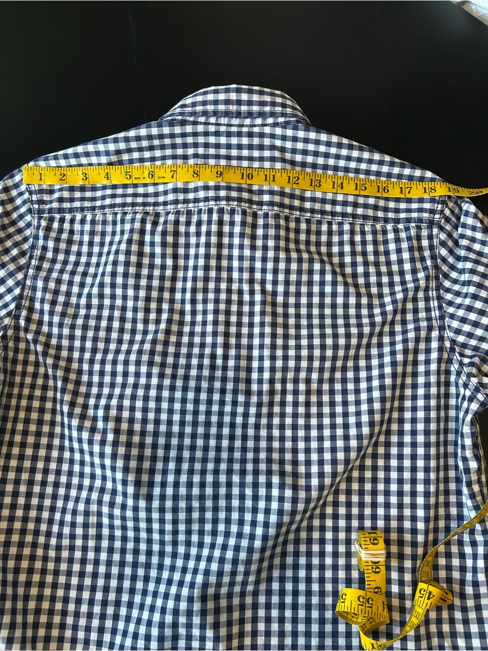 American Rag Slim Fit Navy Gingham Button Down Shirt Men’s L 16 inch neck - Picture 12 of 12